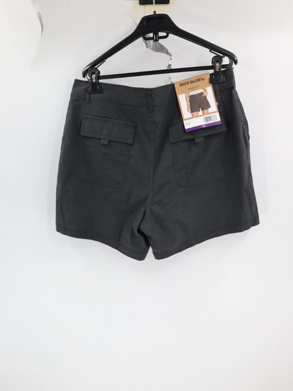 NWT Eddie Bauer Shorts Women 14 Ripstop 5" hiking Adventure Stretch gray pockets